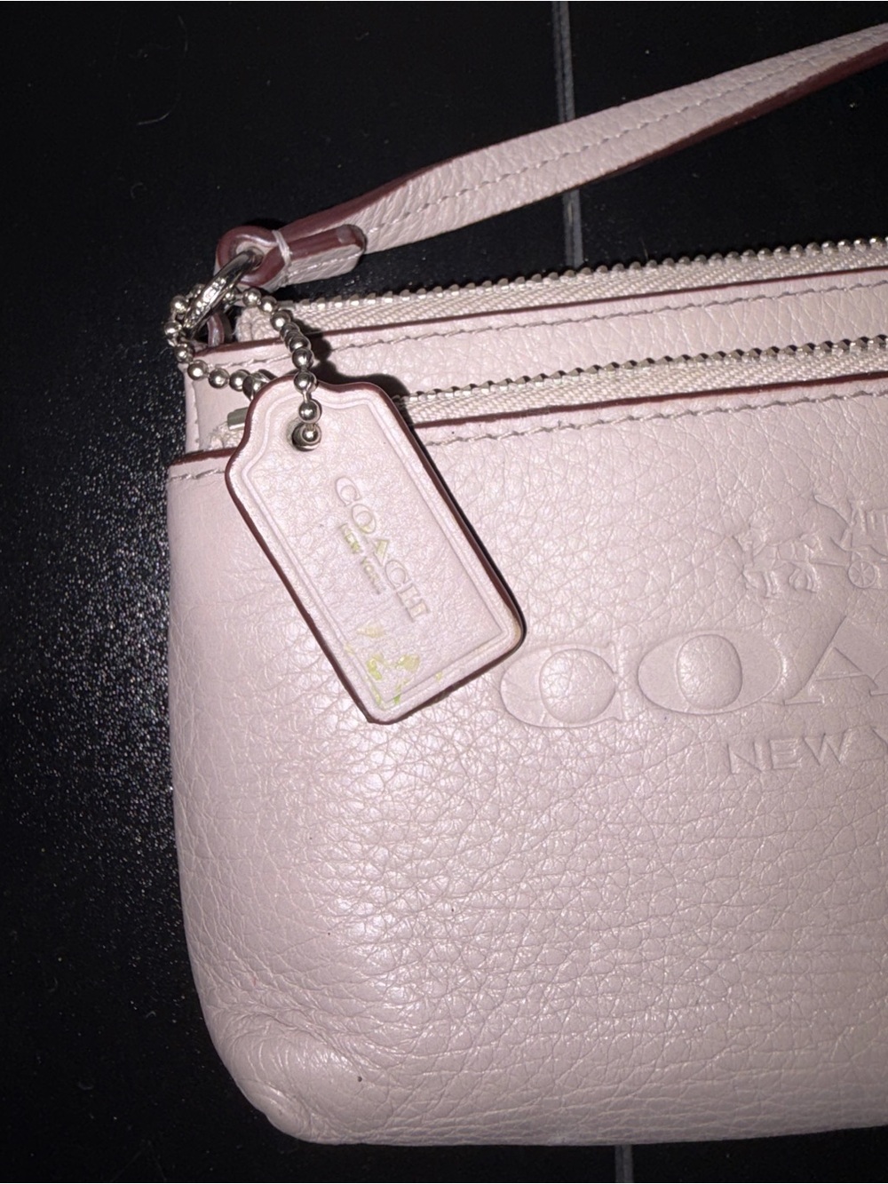 Coach Pebble Leather Double Zip Top Wristlet Wallet Taupe - Picture 5 of 8